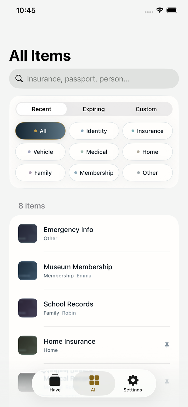 The Have library, filtered by category.