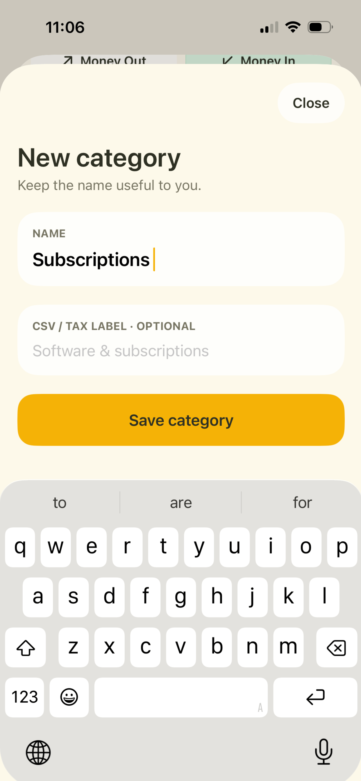 LemonBook custom category screen