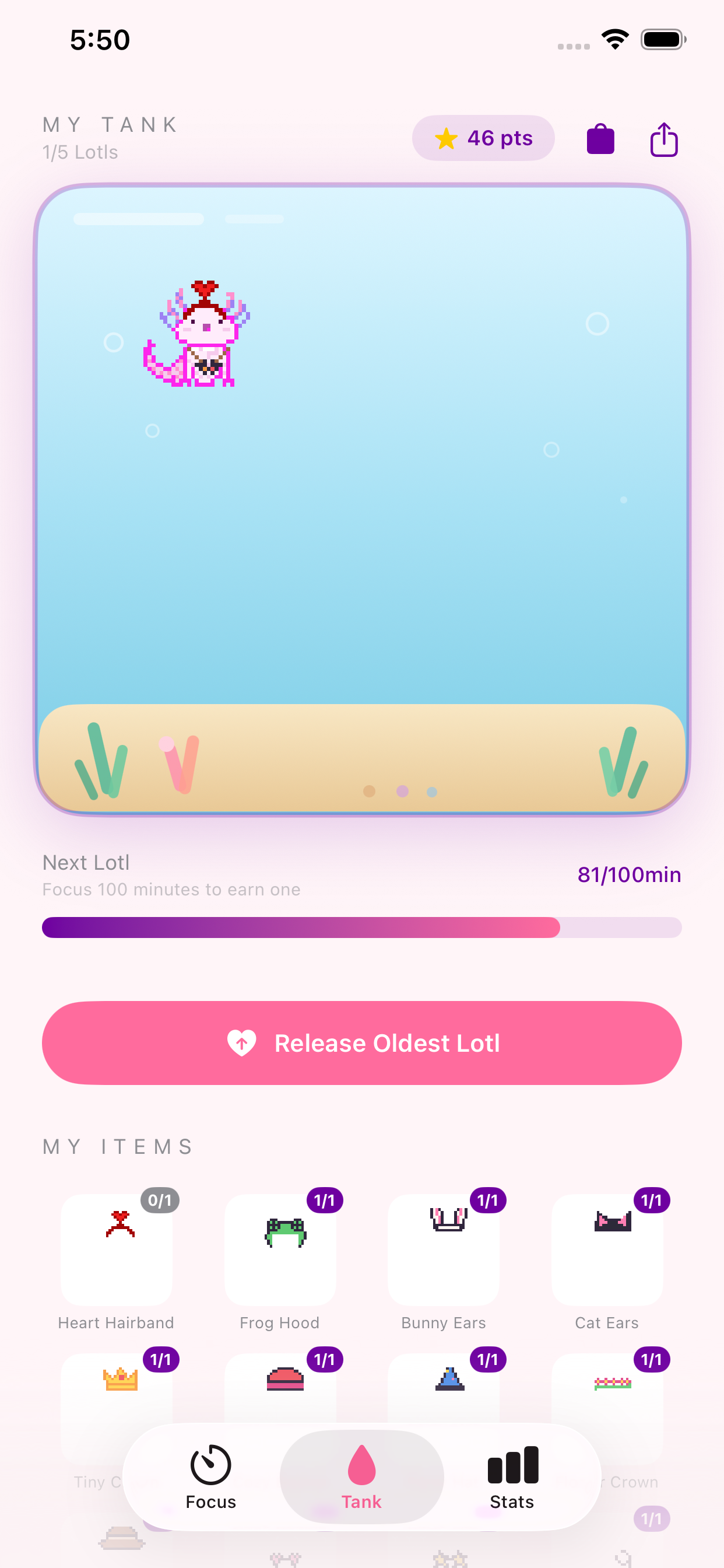 Stay With Lotl ocean tank on iPhone